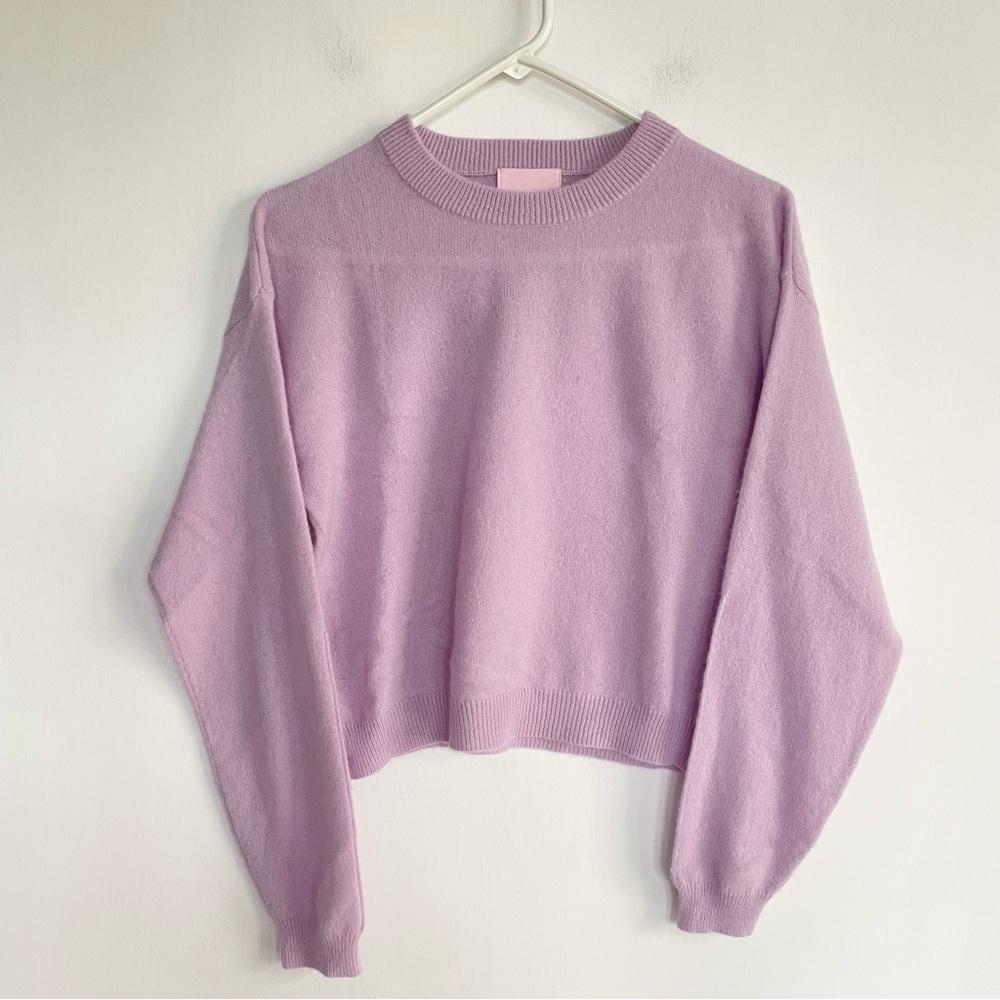 CRUSH 100% Cashmere Light Purple Sweater Crew Neck Knit Lilac Lavender Size 0